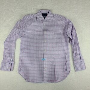 Faconnable Shirt Mens 15 / 38 L Blue Purple Check Classique‎ Dress Button Up
